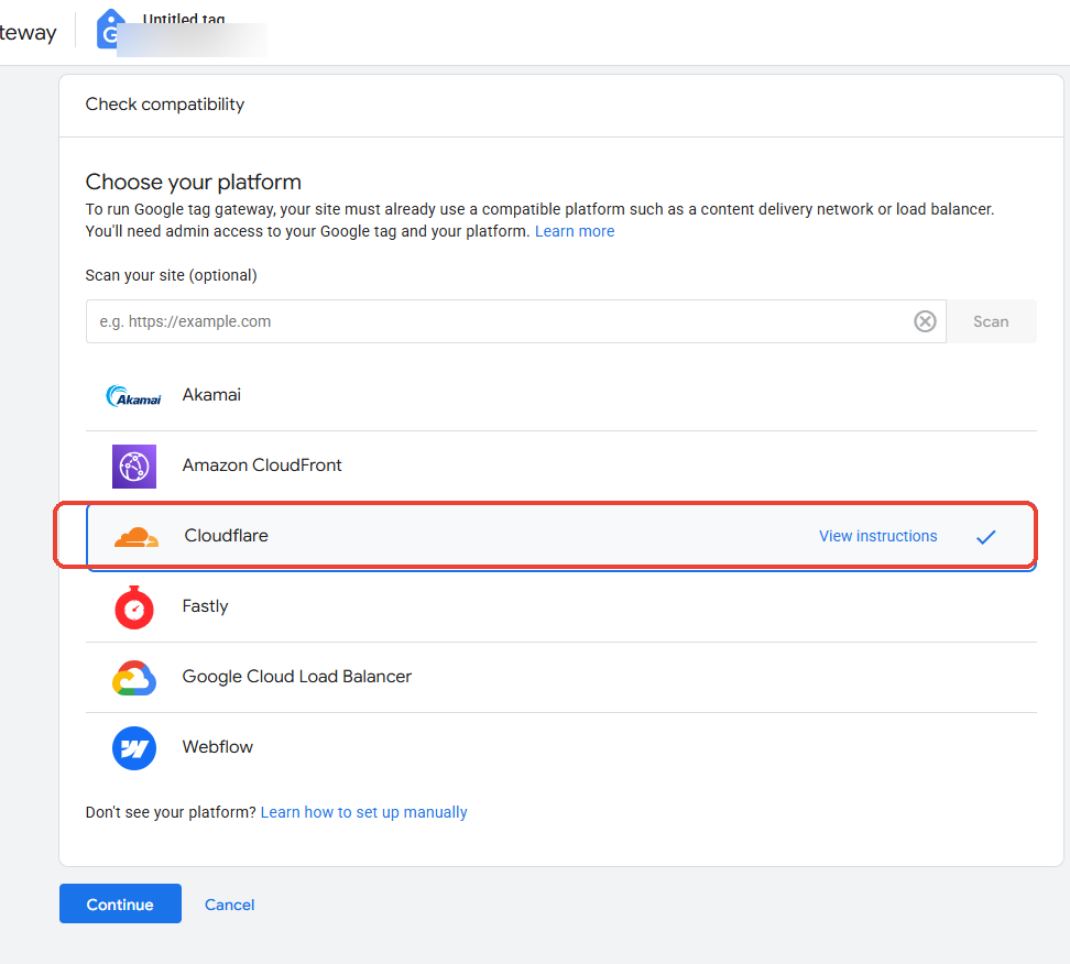 שלב 5: בוחרים את פלטפורמת ה-CDN (במקרה שלנו Cloudflare)
