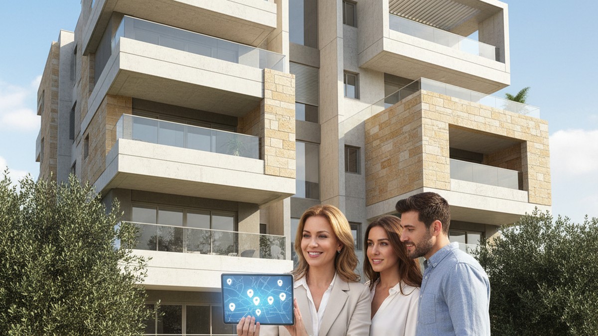 פרסום בגוגל לנדל"ן - מתווך מציג נכס עם מפת אזורים